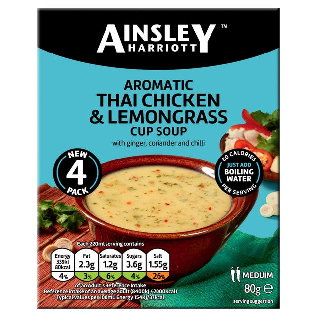 Ainsley Harriot Thai chicken & lemongrass cup soup 80g (4 sachets) - British product