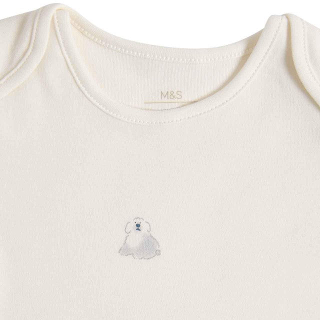 M&S infant bodysuits 7-pack 9-12 months dog prints, imported from the UK
