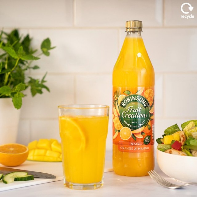 Robinsons Orange & Mango No Added Sugar Squash 1L, imported from the UK