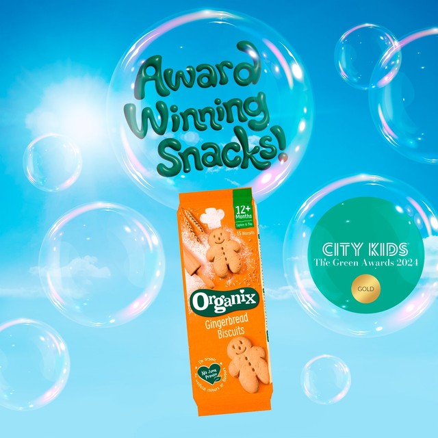 Organix gingerbread men biscuits 5x20g, imported from the UK