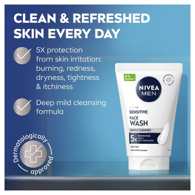 Nivea Men Sensitive Face Wash 100ml, imported from the UK