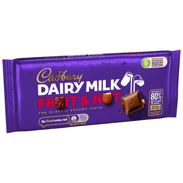 Cadbury Dairy Milk Fruit & Nut chocolate bar 110g - British product