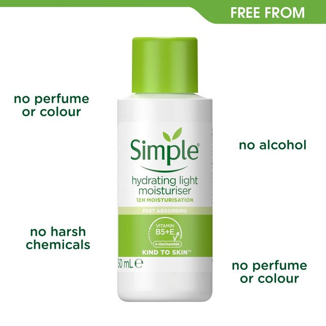 Simple Hydrating Light Moisturiser Travel Size 50ml (British brand)