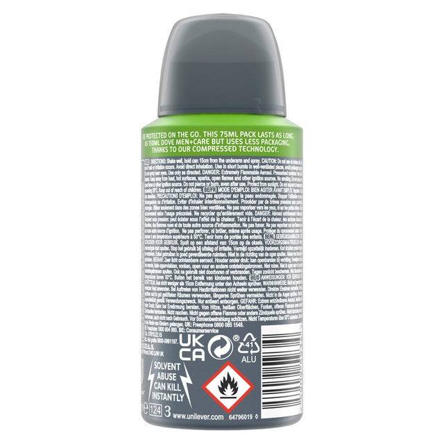 Dove Men+Care Clean Comfort anti-perspirant deodorant 75ml travel size - British product