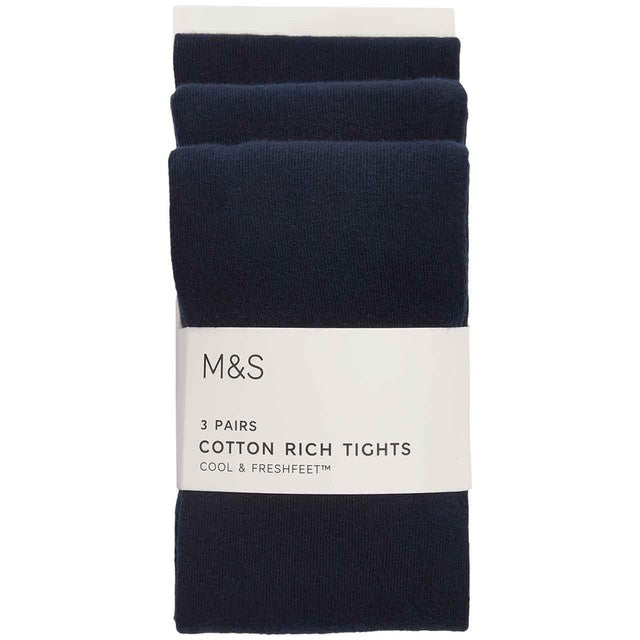 M&S school tights, navy, 11-12 years, 3 pack, imported from the UK