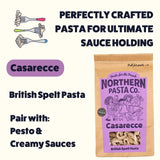 Northern Pasta Casarecce spelt pasta 450g, imported from the UK