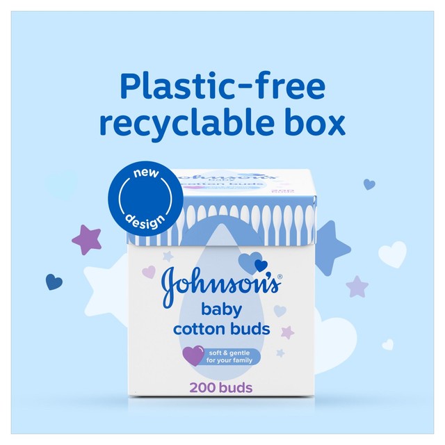 Johnson's Baby Cotton Buds 200 count plastic free, UK version