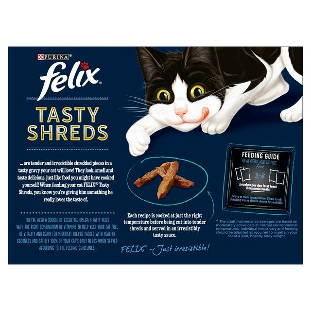 Felix Tasty Shreds Fish Selection in Gravy wet cat food 12 x 80g - British product