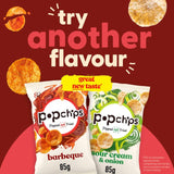 Popchips sour cream and onion sharing crisps 85g, imported from the UK
