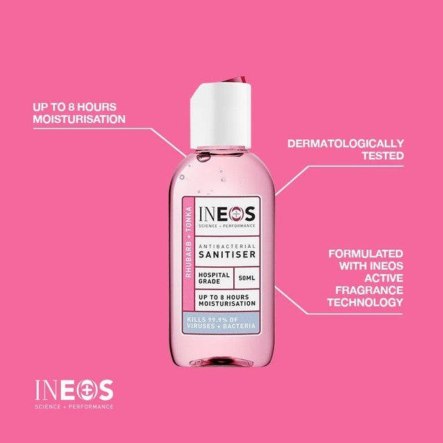 INEOS Hand Sanitiser Gel Rhubarb and Tonka 50ml, UK version