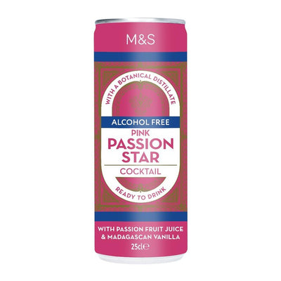 M&S Low Alcohol Pink Passion Star Cocktail Canned Cocktail 250ml