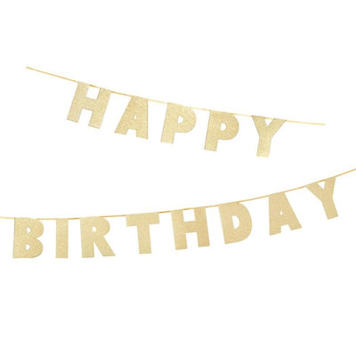 Talking Tables Gold Happy Birthday Garland Party Decoration 3m