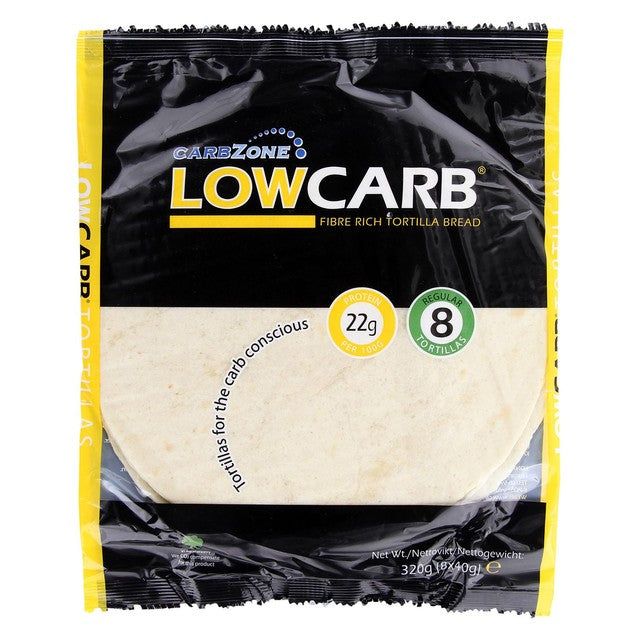 Carbzone Low Carb Fibre Rich Small Tortilla Wraps 8 x 40g - British product