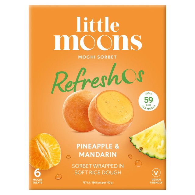 Little Moons pineapple and mandarin mochi sorbet bites 6x32g, UK version