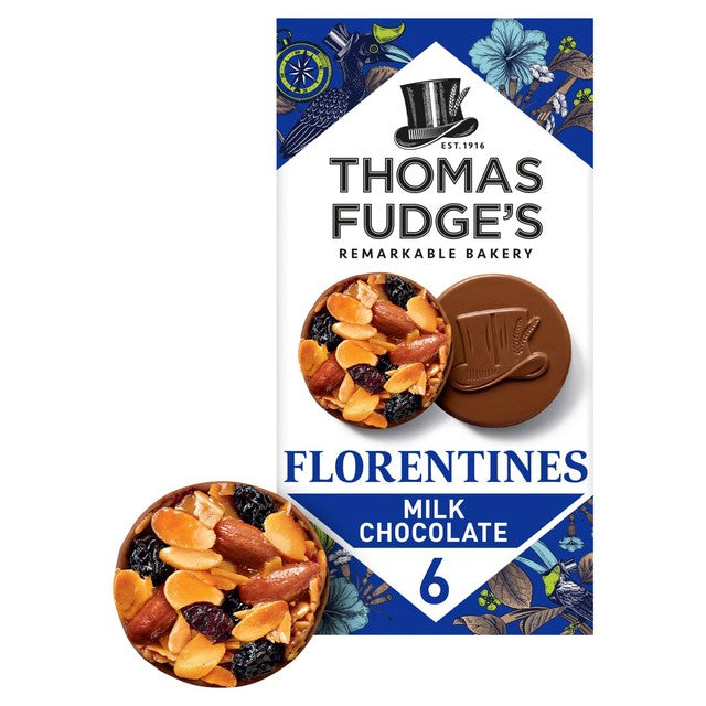 Thomas Fudge's milk chocolate florentines with almonds and fruits 114g (British brand)