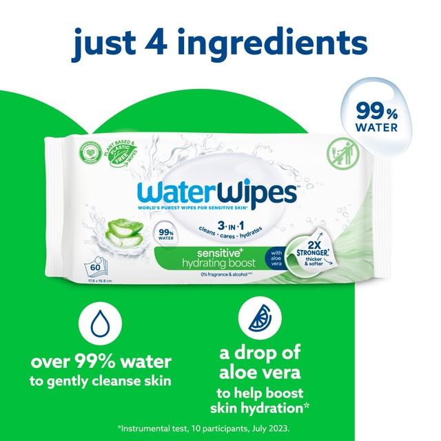 WaterWipes Hydrating Clean Baby Wipes 60 wipes (British brand)