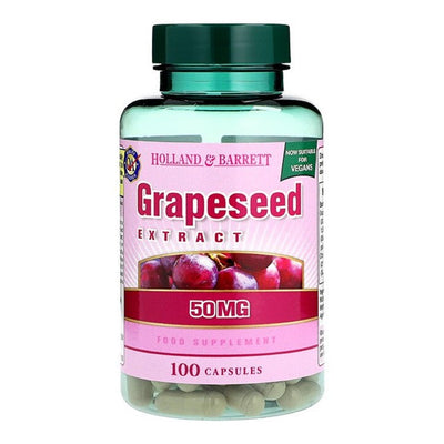 Holland & Barrett Grapeseed Extract 50mg Vegan Dietary Supplement 100 Capsules