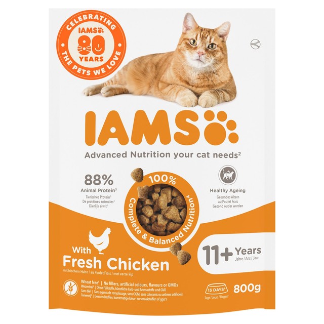 Iams senior chicken cat food 800g, UK version