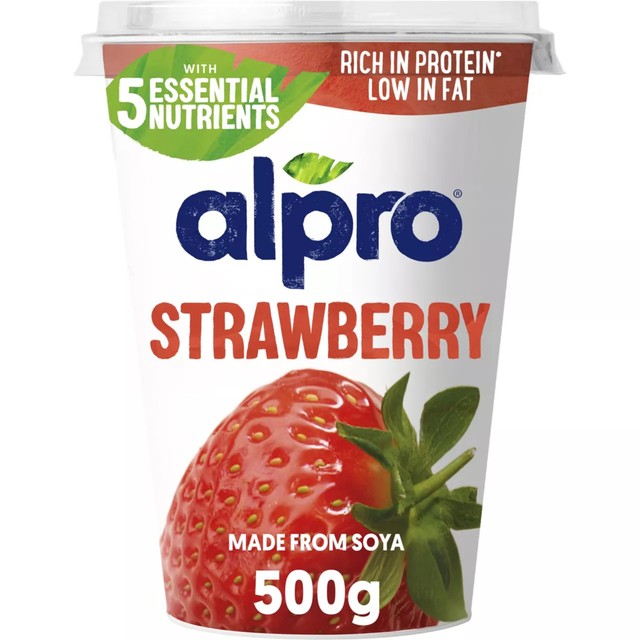 Alpro strawberry dairy-free soya yoghurt alternative 500g - British product
