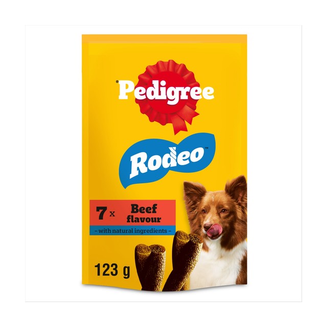 Pedigree Rodeo Beef Dog Treats 126g, imported from the UK