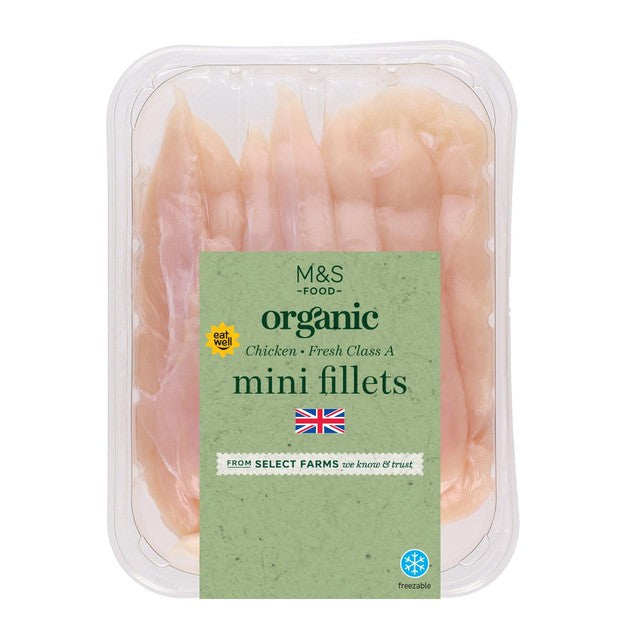 M&S organic free-range mini chicken fillets 275g, imported from the UK
