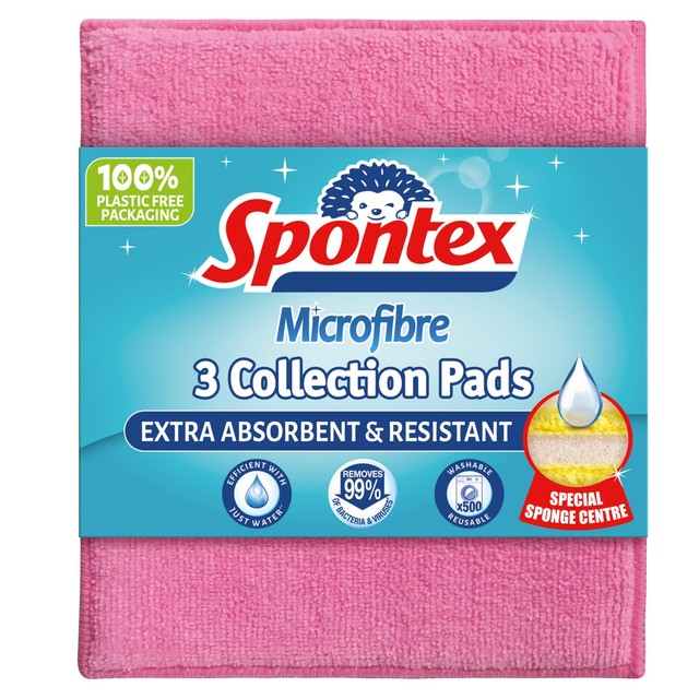 Spontex microfibre pads assorted colours 3 pack (British brand)