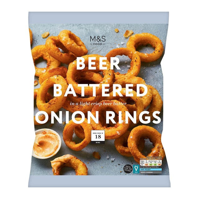 M&S beer battered onion rings 350g, imported from the UK