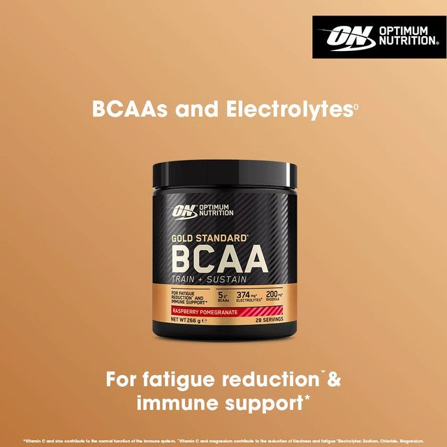 Optimum Nutrition BCAA powder supplement Raspberry Pomegranate flavour 266g, imported from the UK