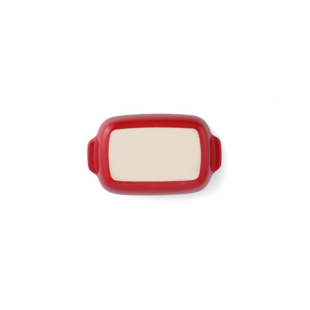 KitchenAid Empire Red 26cm stoneware casserole dish with bamboo lid, UK version
