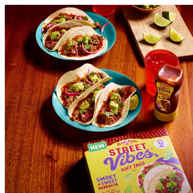 Old El Paso Taco Kit Barbacoa 255g, imported from the UK