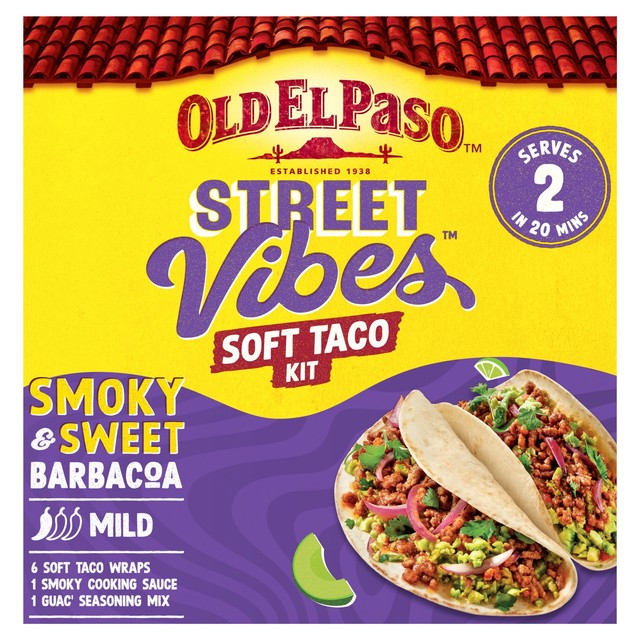 Old El Paso Taco Kit Barbacoa 255g, imported from the UK