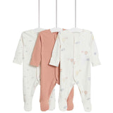 M&S cotton balloon cloud sleepsuit 3 pack, imported from the UK