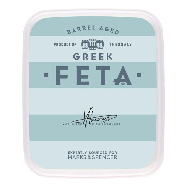 M&S Barrel Aged Greek Feta Cheese 200g, imported from the UK