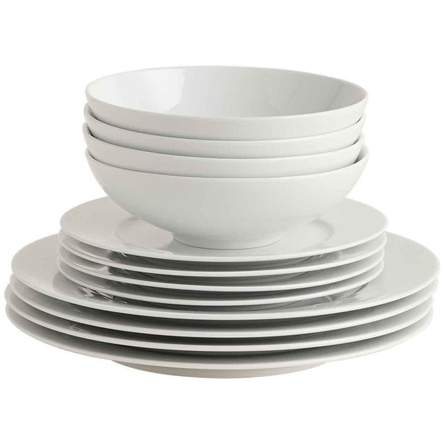 M&S white porcelain dinner set 12 piece, imported from the UK
