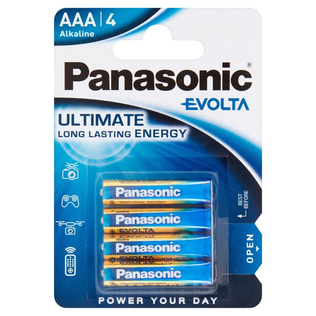 Panasonic Evolta AAA alkaline batteries, imported from the UK