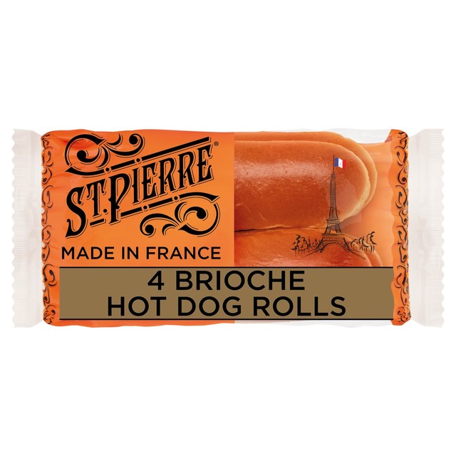 St Pierre Pre-Cut Brioche Hot Dog Rolls 4 Pack (British brand)