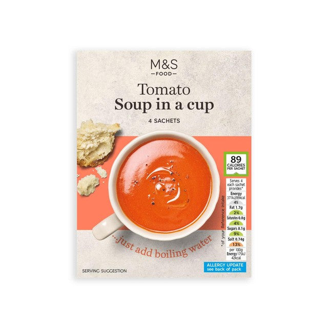 M&S Tomato Cup Soup 4 x 22g, imported from the UK