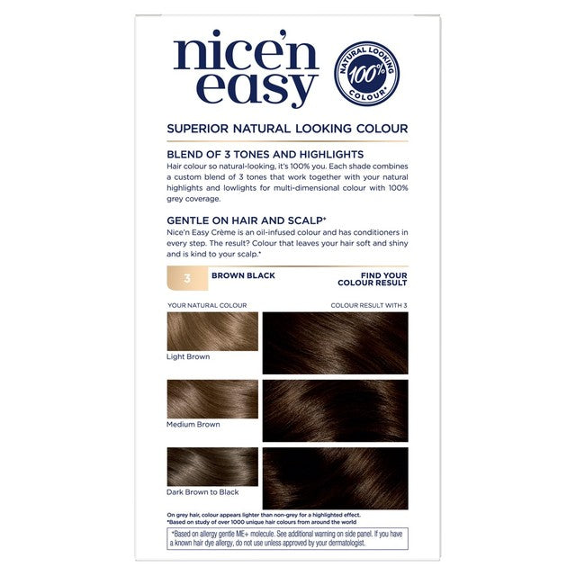 Clairol Nice'n Easy hair dye 3 Brown Black 60ml - British product