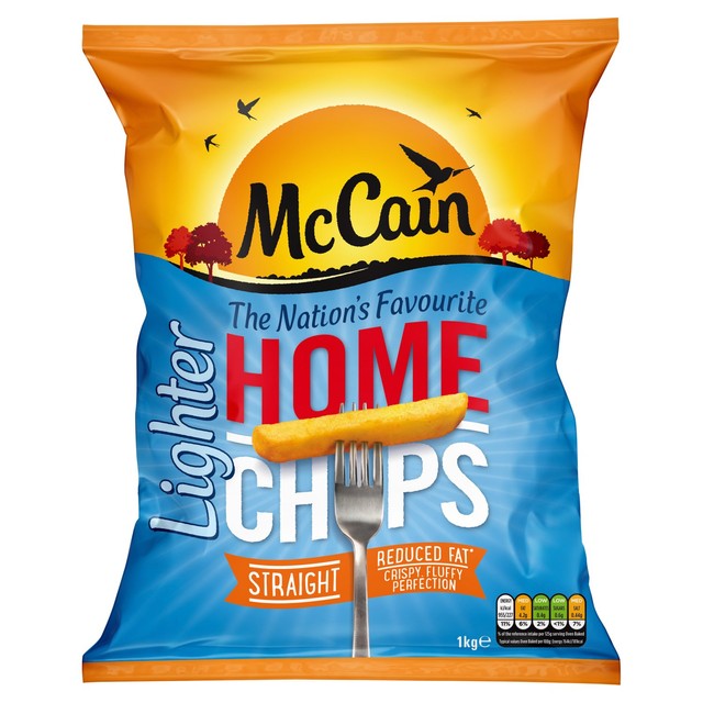 McCain Home Chips Lighter Straight Cut frozen potato chips 1kg, imported from the UK
