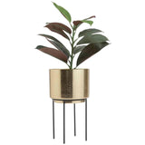 M&S medium textured gold planter with stand, imported from the UK