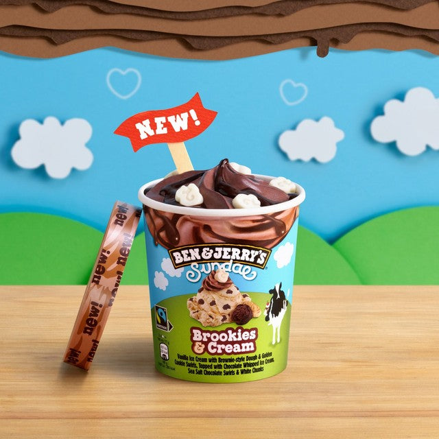 Ben & Jerry's Brookies & Cream Sundae ice cream tub 427ml - British product