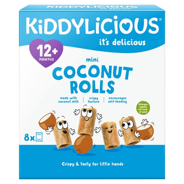 Kiddylicious Original Mini Coconut Rolls baby snacks 8 x 7g, UK version