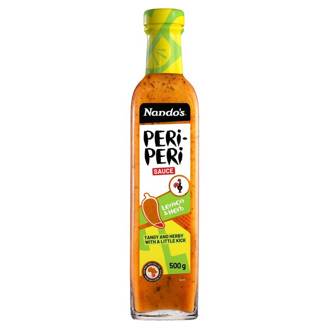 Nando's Peri-Peri sauce Lemon & Herb 500g, imported from the UK