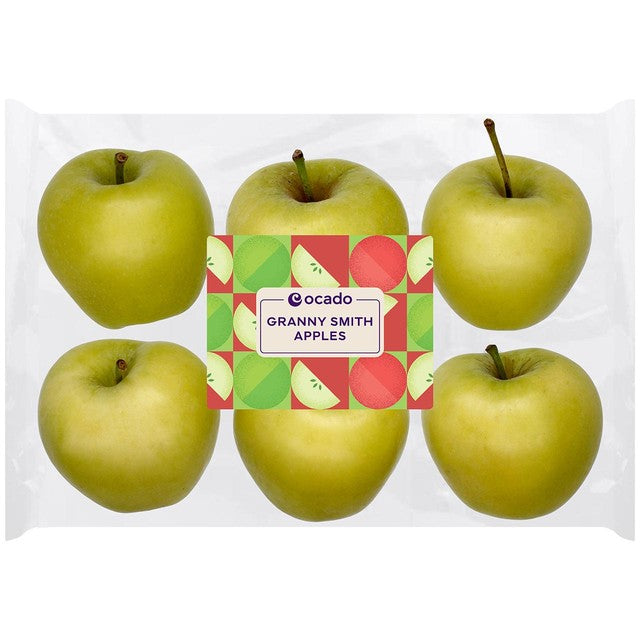 Ocado Granny Smith Apples 6 pack, imported from the UK