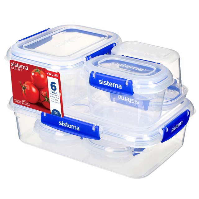 Sistema Klip It Plus food container starter pack 6 piece set (British brand)