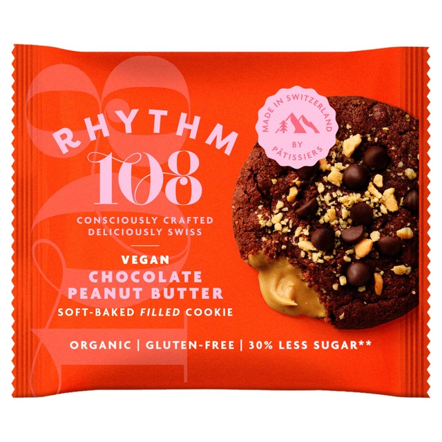 Rhythm 108 vegan chocolate peanut butter cookie 50g, imported from the UK