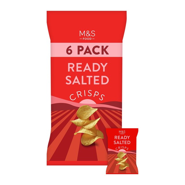 M&S Ready Salted Potato Crisps Multipack 150g, imported from the UK