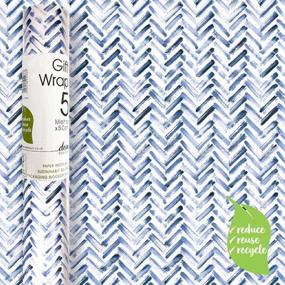 Deva Designs Blue Chevron Gift Wrap Roll Wrapping Paper 5m x 50cm