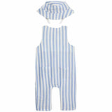 M&S blue striped romper and sunhat set 6-9 months, imported from the UK