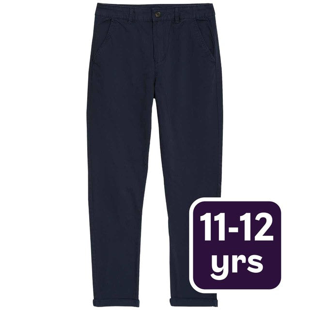 M&S boys cotton rich chinos navy 11-12 years, imported from the UK